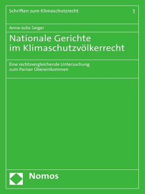 cover image of Nationale Gerichte im Klimaschutzvölkerrecht